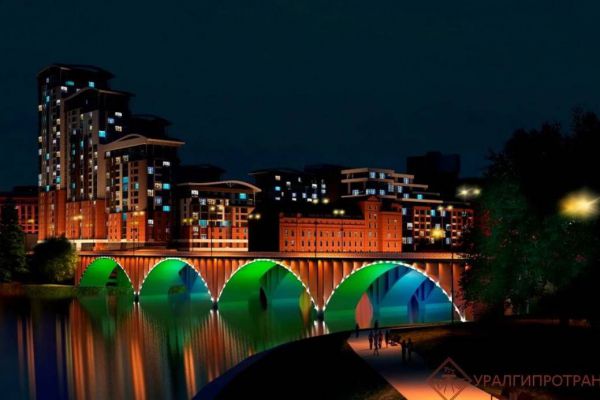 На Макаровском мосту в Екатеринбурге протестировали подсветку